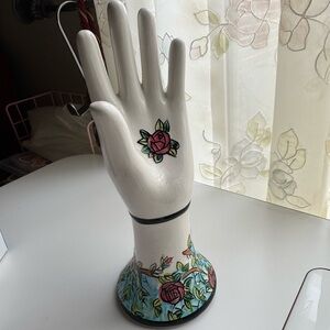VINTAGE BAUM BROS CERAMIC DECOR Floral Hand Jewelry Holder
